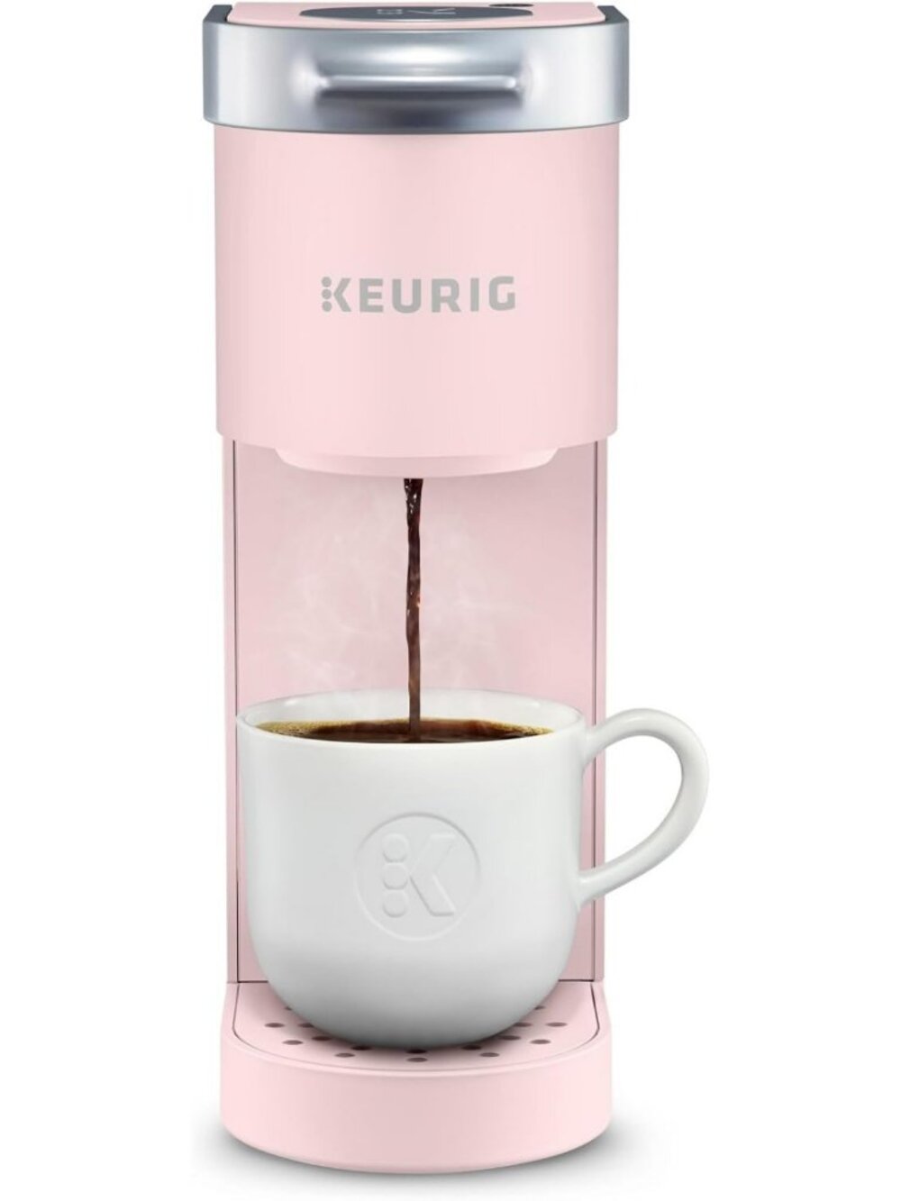 Compact Single Serve Coffee Maker, 6-12oz Brew Size, Cord Storage, Dusty Rose